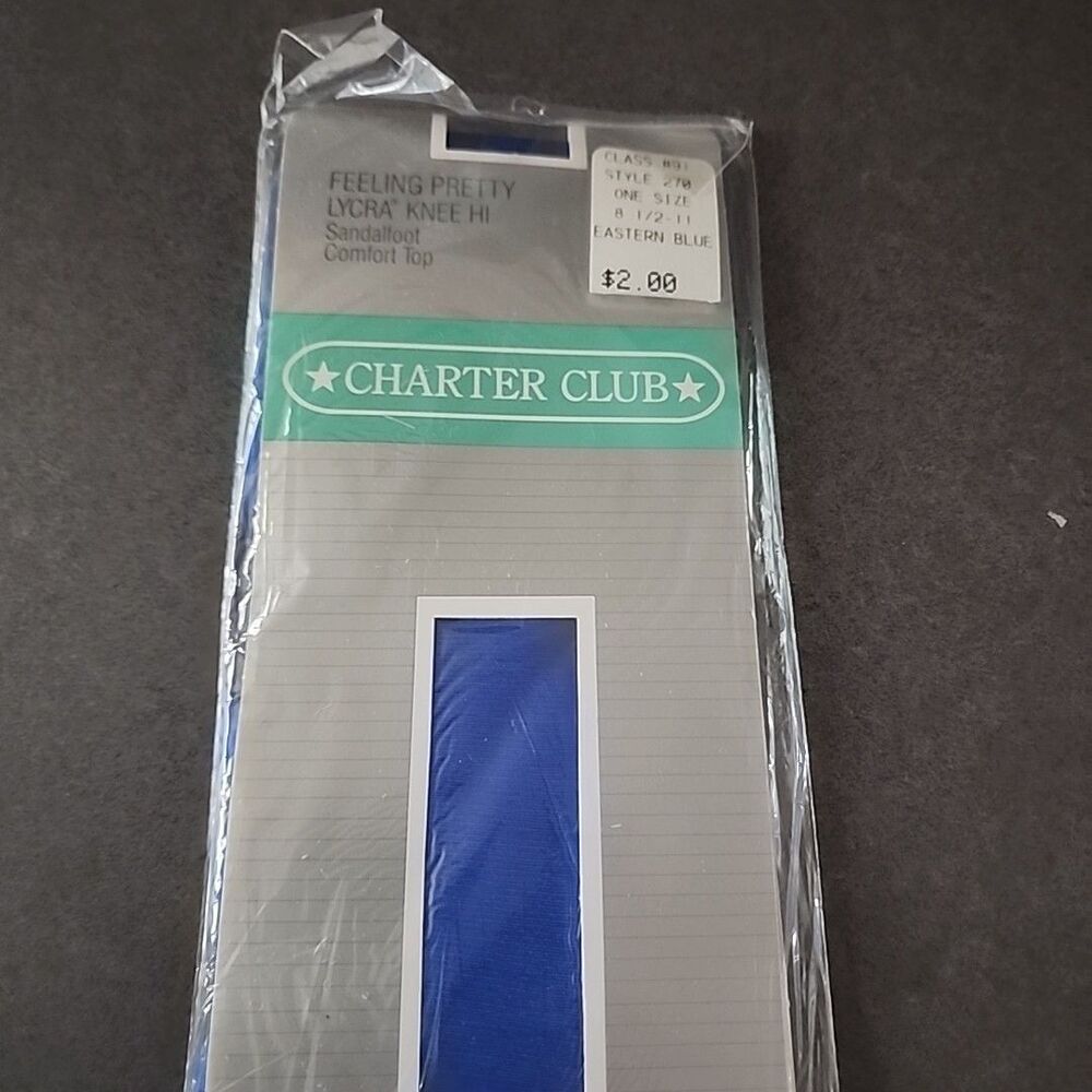 Vintage Charter Club Eastern Blue Knee Hi Feeling Pretty Lycra Sandal Foot